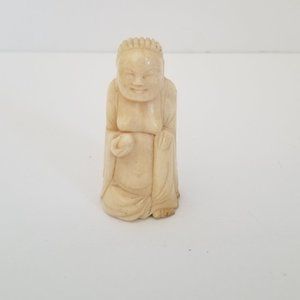 Vintage Miniature Hand Carved Real Bone Buddah